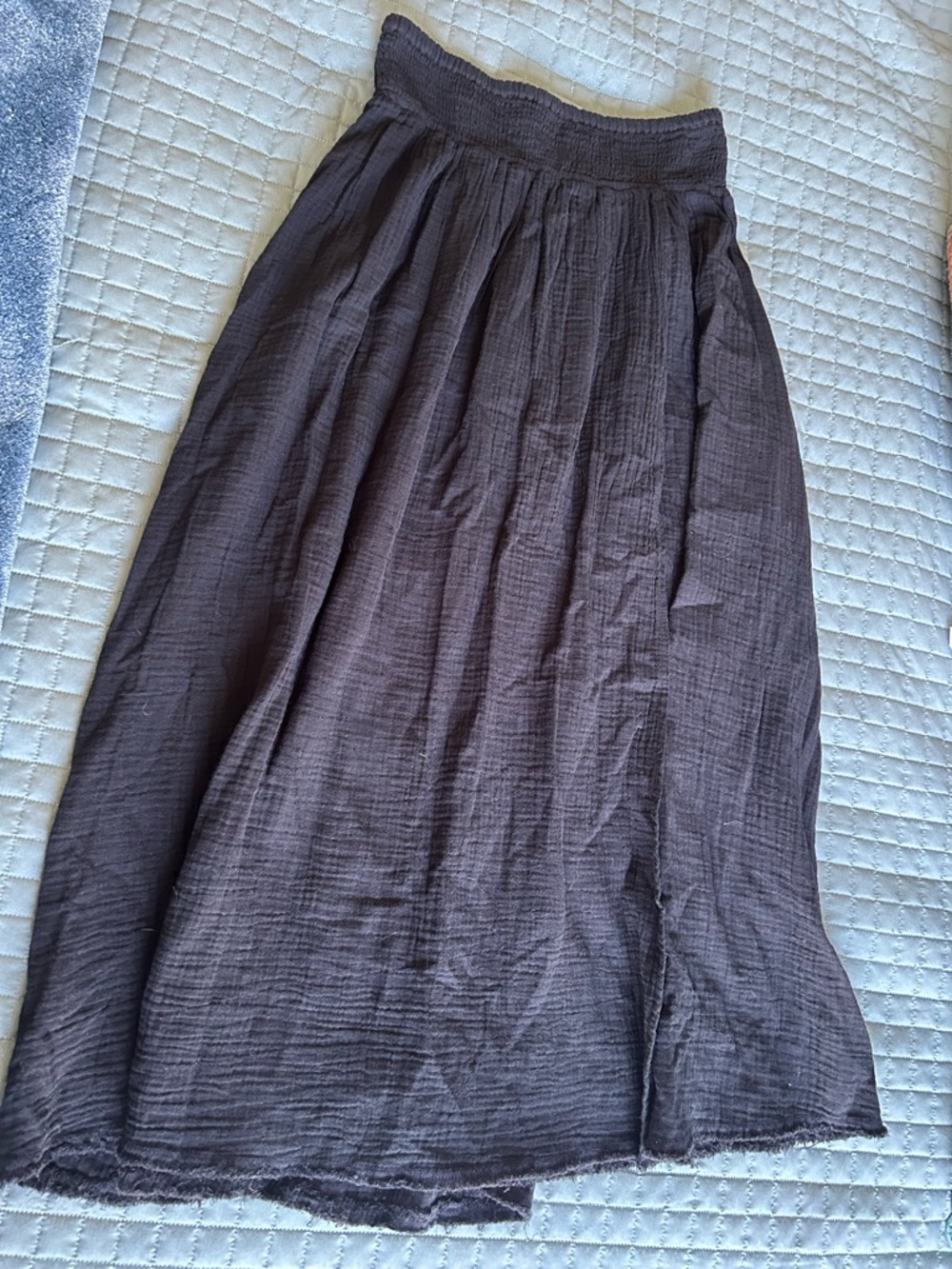 Aerie Black Smocked Waist Maxi Skirt